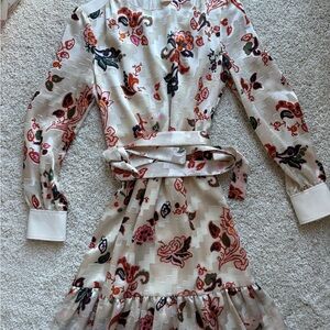 Tory Burch Cream and Red Patterned Dress